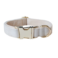 Milky White Velvet Dog Collar Alloy Buckle Pet Supplies