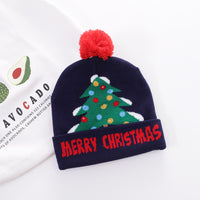 Christmas knitted hat with printed woolen hat