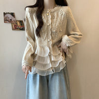 Womens SpringFall Plus-Size Cardigan Sweater Slimming Tummy-Blurring