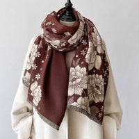 Flower Print National Style Scarf Lady Temperament Simple