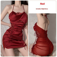 Underwear Low-cut Lace See-through Mesh Nightdress