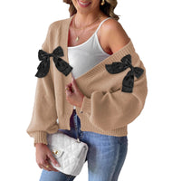 Women's Ribbon Bow Stitching Personality Sweater Coat