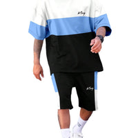 Sports Suit Fashion Short Sleeve Color Block Stitching Shorts Suit