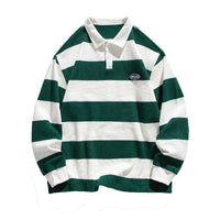 Striped Matching Hong Kong Style Pairs Of Pearl Cotton Sweater Lapel Polo Shirt