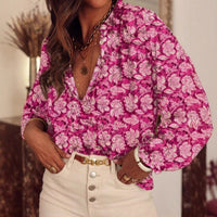 New Casual And Stylish Loose-fit V-neck Printed Long-sleeve Shirt