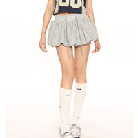 Women's Solid Color Casual Knitted Flower Bud Short Skirt