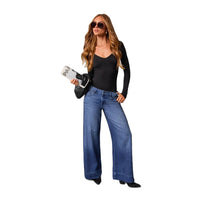 Casual Washed Straight Leg Denim Jeans
