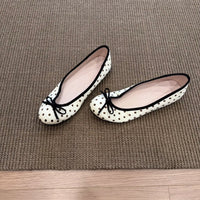 Polka-Dot Bowtie Flat Shoes For Women