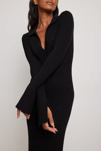 Women's Knitted Long-Sleeve Dress Deep V-Neck Sweater For Export