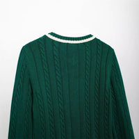 Fashion Long Sleeve V-neck Cable Pattern Sweater