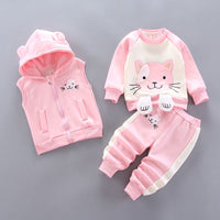 Three-piece cartoon bear with velvet thickening
