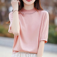 Half-high Collar Women's Versatile Thin Knit Top