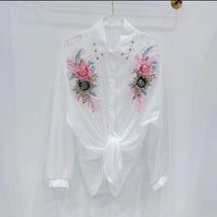Heavy-duty 3D Floral Loose-fitting Top For Women