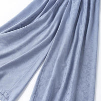 Blue Jacquard Casual French-Style Resort Wide-Leg Pants For Women