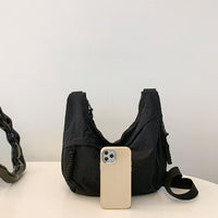 Washed Wrinkled Nylon Shoulder Travel Messenger Bag