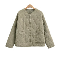 Large Pocket Lace-up Long Sleeve Cotton Coat Jacket Washed Cotton-padded Coat For Women