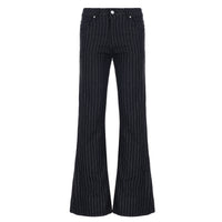 Womens Striped Contrasting Low-Waist Straight Jeans