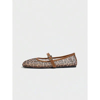 Leopard Print Mesh Breathable Women's Flat Sandals Mary Jane