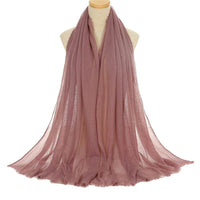 Pleated Viscose Yarn Monochrome Scarf Natural Wrinkled Cotton And Linen Burrs