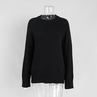 Crew Neck Pullover Sweater Women's Loose Knitted Sweater