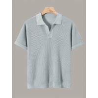 Men's Short-sleeve Knitted Sweater Breathable Waffle