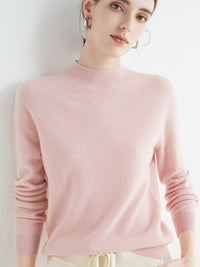 Half High Collar Pure Wool Women's Long Sleeved Knitted Base Sweater