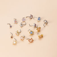 Geometric Colored Zircon Stainless Steel L-bar Nose Nail