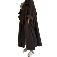 Solid Color Simple Style Loose Versatile Trench Coat Coat