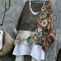 3D Digital Print Women's Crew Neck Fashionable Long Sleeve