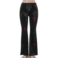 Casual All-matching Slim Fit Embroidered Bell-bottom Pants Women