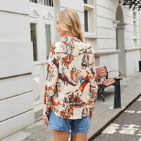 Western Cowboy Style Street-Print Slim-Fit Womens Shirt