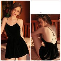 V-neck Cross Tie Halter Temptation Suspender Nightdress Home Wear