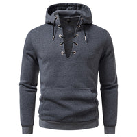 Men's Zipper Design Casual Hooded Drawstring Sweatshirt
