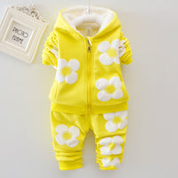 Children's Bear Hooded Two-piece Gold Velvet Set
