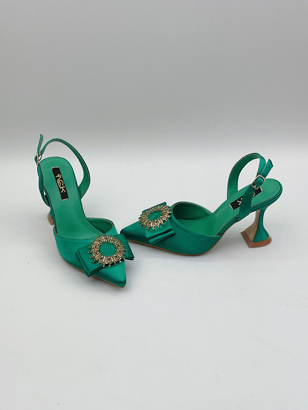 European And American Pointed Toe Rhinestone Closed Toe Strap High Heel Sandals