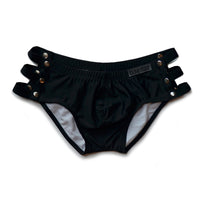 Men's Swimming Trunks Low Waist Solid Color Black And White Boxer Hollow