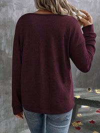 Womens Casual Relaxed-fit V-neck Sweatshirt