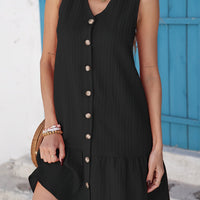 V-neck Solid Color Loose Slimming Sleeveless Dress For Women