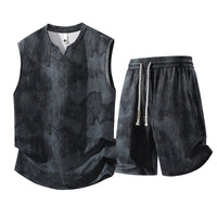Sleeveless Vest Suit Fat People Casual Two-piece Suit Hemp Quick-drying