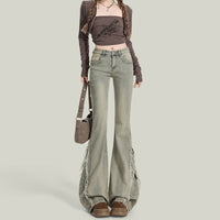 Retro High-Waist Flared Denim Jeans For Women