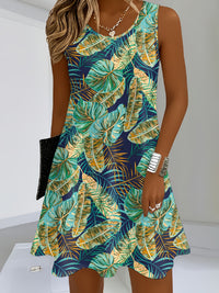 Sleeveless 3D Digital Print French-style Slip Dress
