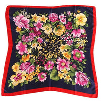 Spring And Autumn Women's Printed 90 Large Kerchief Artificial Silk Floral Scarf