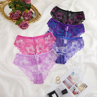 Cross Sheer Low Waist Lace Foreign Trade Underwear Women's Comfortable Breathable Hollow Hip Lifting