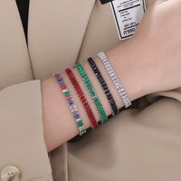 6mm Bracelet 18K Gold Stainless Steel Bracelet Inlaid With Rectangular Colored Zircon Stones