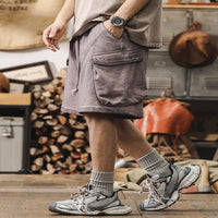 American Retro Dirty Dyed Workwear Shorts Men's Summer