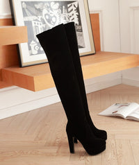 Thick-heeled High-heeled Frosted Waterproof Platform Over-the-knee Boots