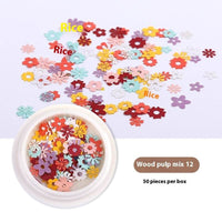 Nail Art Wood Pulp Slice Flower Mixed Nail Sticker DIY Accessories