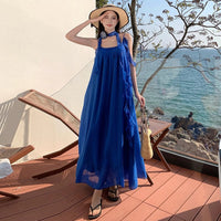 Strap Dress Women's Elegant Loose-fit Backless