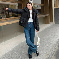 Down Cotton-padded Women's Thickened Short Chic Hooded Jacket