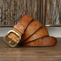 Mens Korean-style Patterned Leather Belt